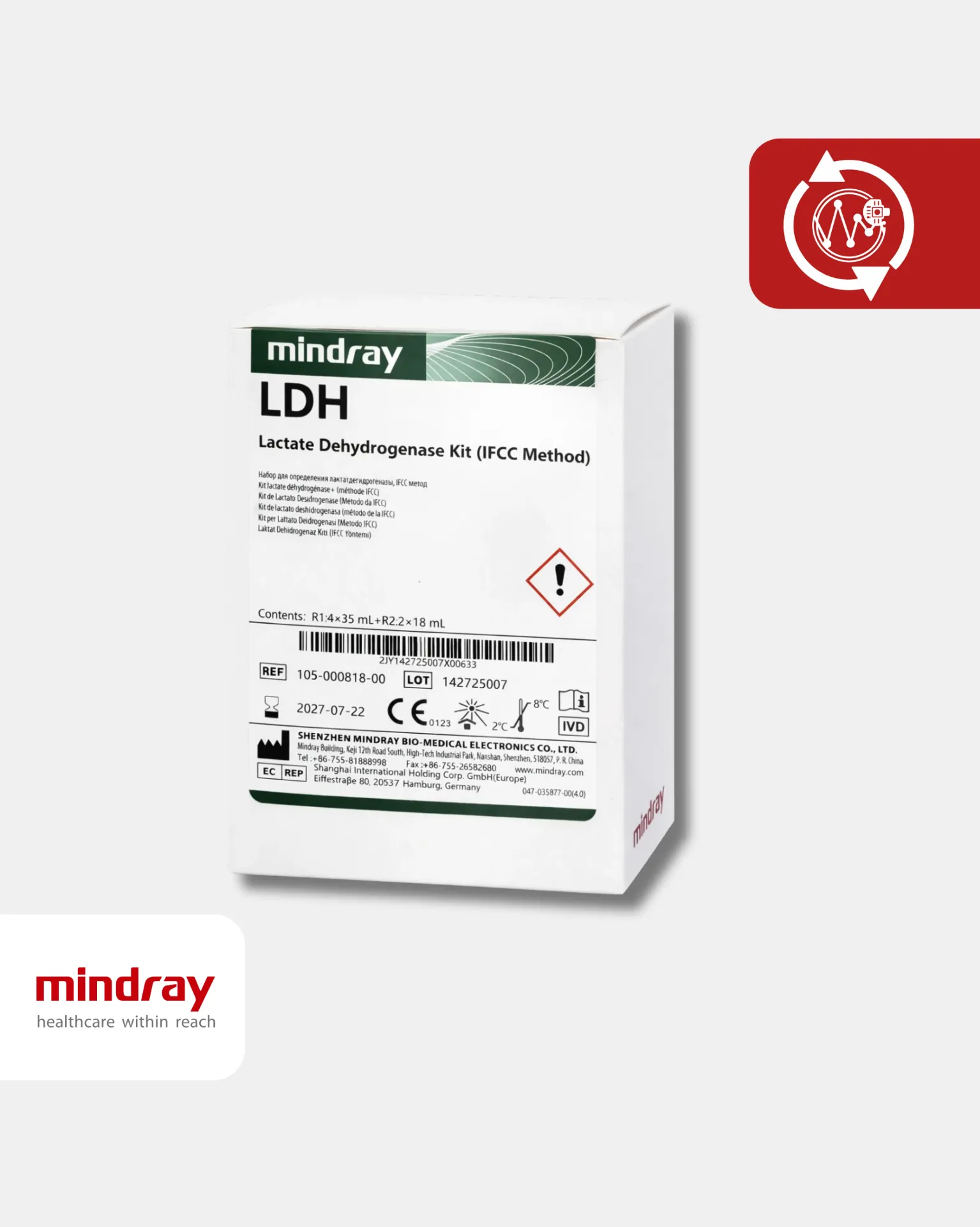 [105-000818-A0] 105-000818-A0 Lactate Dehydrogenase Método IFCC Method Volumen (mL) R1: 4×35 mL + R2: 2×18 mL Serie 200